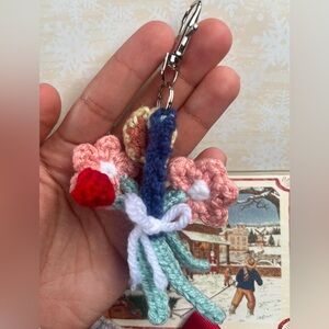 Handmade crochet Flower Bouquet Keychain